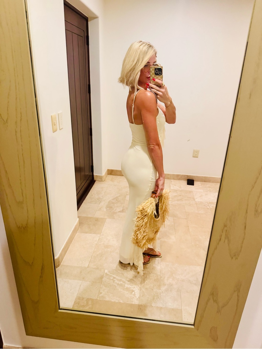 White Maxi Dress with Floral Embroidery - Picture 4 of 5